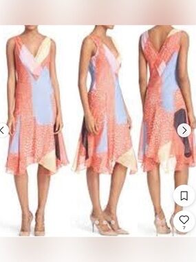 Diane Von Fürstenberg Silk Dress patchwork Handkerchief DVF Dita Starfish Dots 8